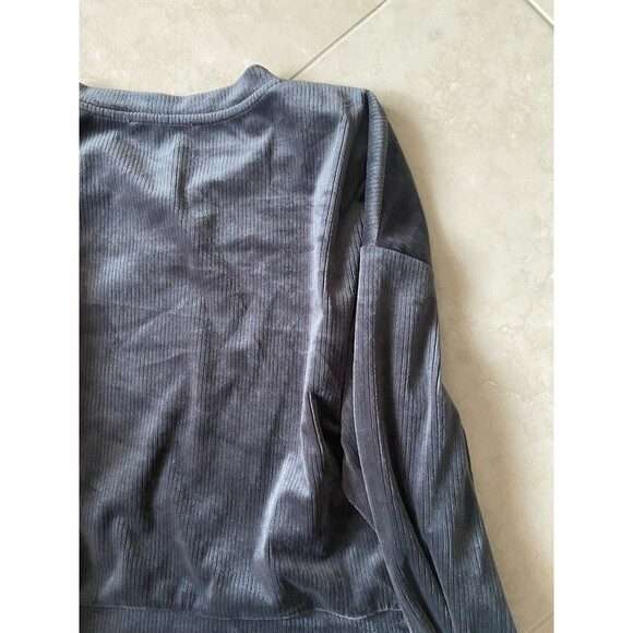 Hippie Rose Long Sleeve Crop Velour Women’s Sz XL Pullover Sweater Dark Silver - Picture 10 of 14